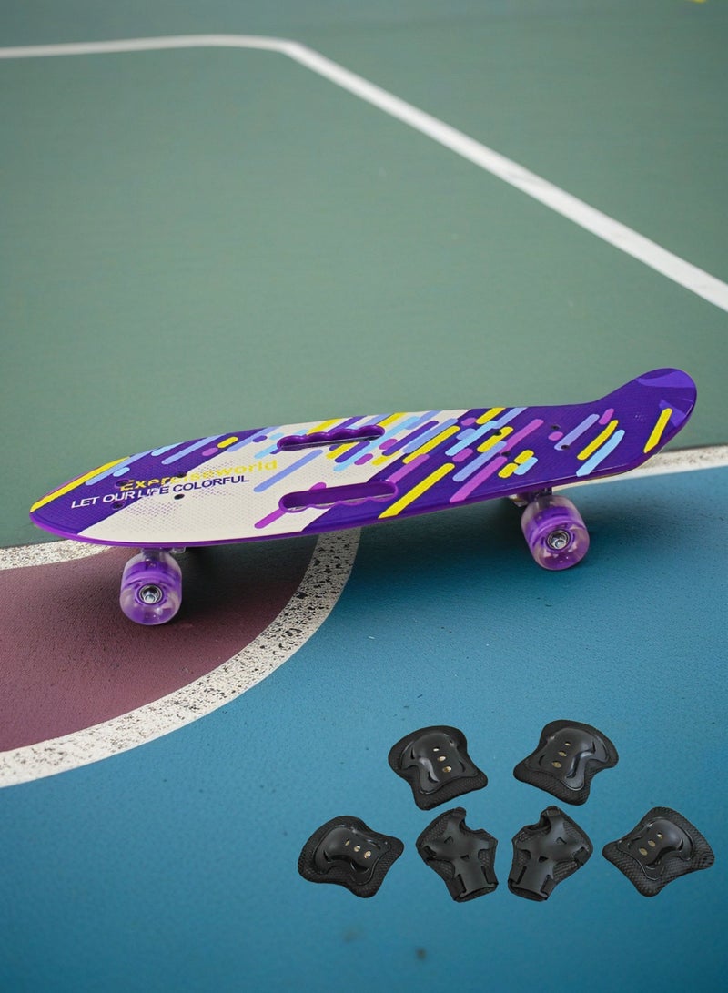 إيزي فيتشور لوح تزلج كامل للأطفال من EASY FUTURE - لوح قصير Penny Board Cruiser للشباب من سن 6 إلى 12 عامًا، والمراهقين والمبتدئين الذين يتعلمون التزلج، بما في ذلك مجموعة معدات الحماية - Image 5