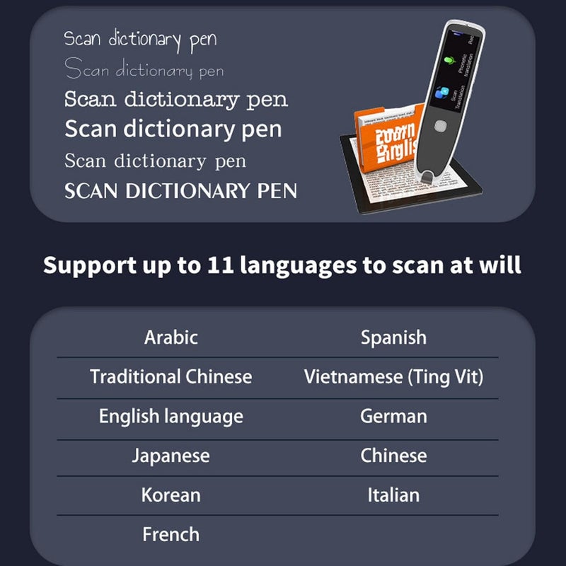 Scan Translation Pen, and Offline Learning Translator Multi Language Dictionary Reading Pen 4G Storage Capacity White, Language Learning Pen with Intuitive Interpretation, Quick - Image 4