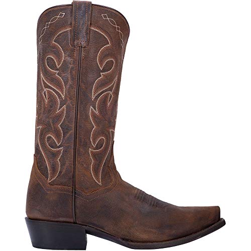 Dan Post Mens Renegade Distressed Embroidered Snip Toe Pull On Dress Boots Mid Calf - Brown - Size 7 D - Image 2