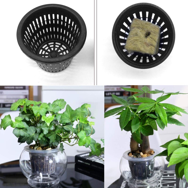 Iceyyyy 76Pcs Hydroponics Mesh Net Cup Kit - 20 Packs 2 Inches Slotted Mesh Net Pot Cups, 36Packs 1.5x1.5x1.5Inch Stonewool Starter Plugs, 20 Article Self Watering Cotton Wick Cord for Hydroponics - Image 3