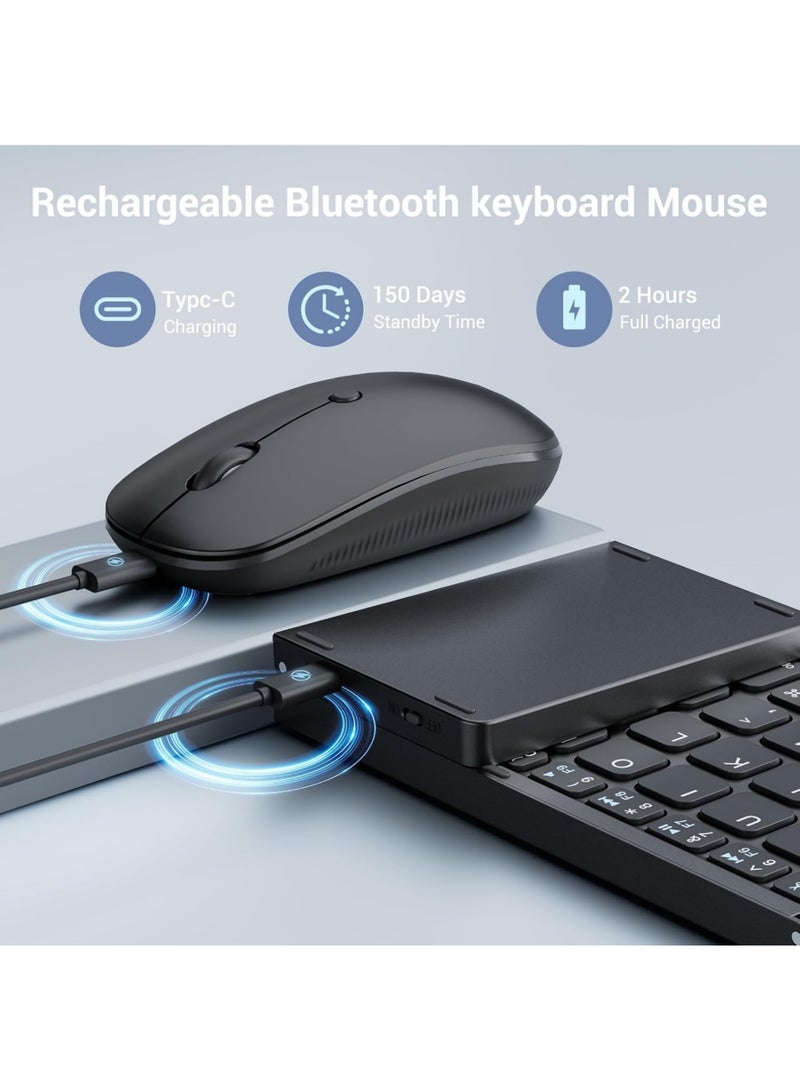 Rock Pow Foldable Keyboard and Mouse for Laptop Travel Bluetooth Folding Keyboard with Mouse Rechargeable Keyboard for Business 2.4G  Bluetooth for iPad Tablets Laptop iOS Android  - Image 4