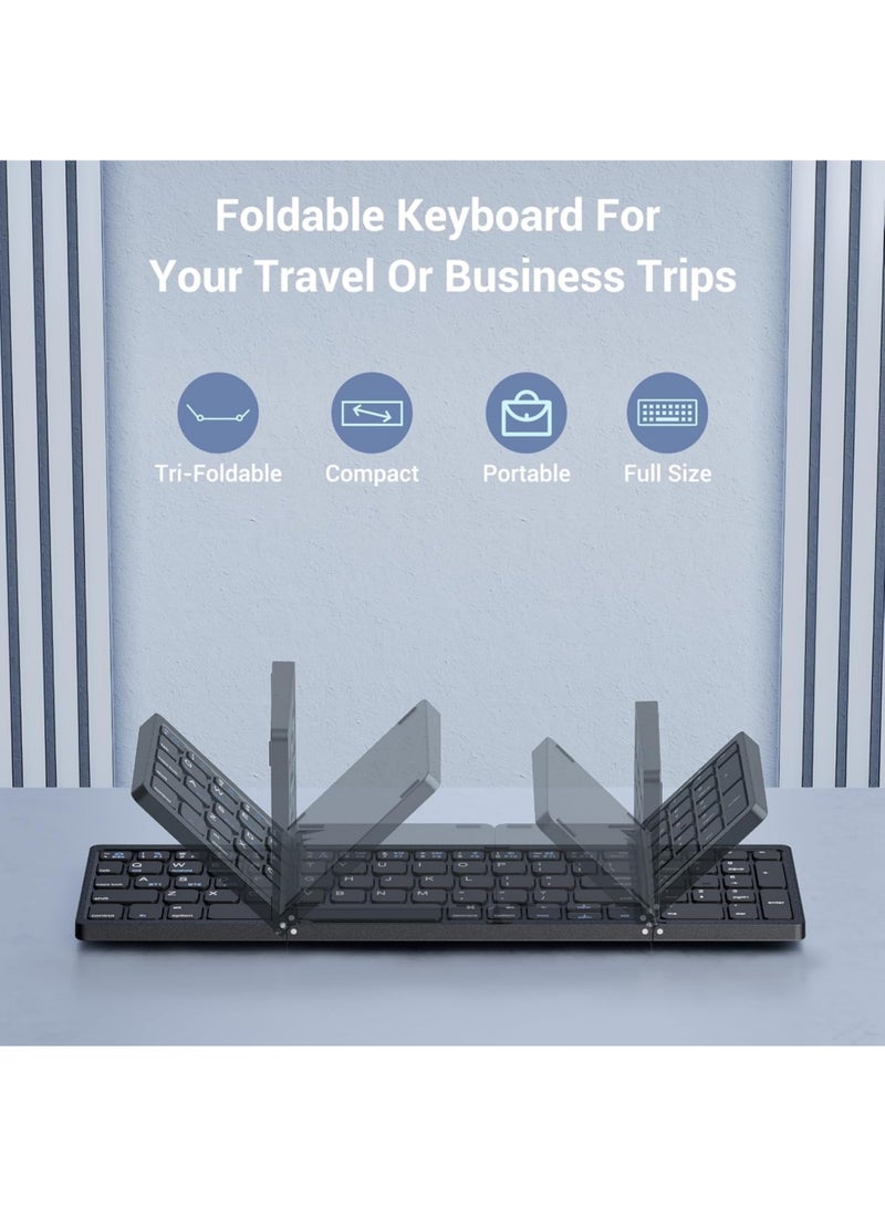 Rock Pow Foldable Keyboard and Mouse for Laptop Travel Bluetooth Folding Keyboard with Mouse Rechargeable Keyboard for Business 2.4G  Bluetooth for iPad Tablets Laptop iOS Android  - Image 2
