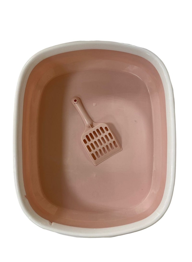 HAPPY PUSS Cat litter plastic box, large Size with high sides, detachable with free cat litter shovel. Pink color - Image 2