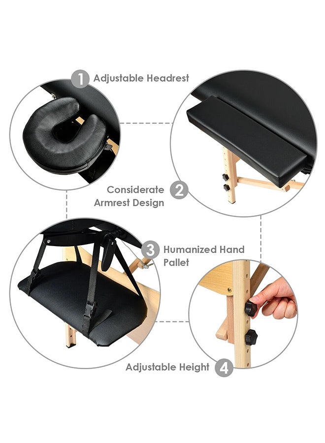 Loquat Portable Folding Massage Table With Carry Case Black - Image 4