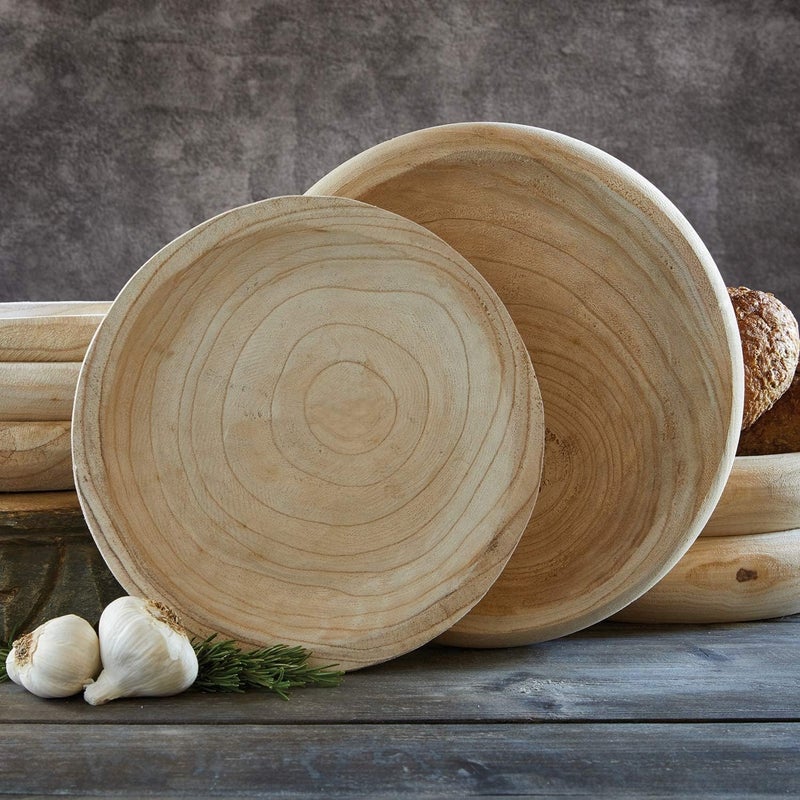 وعاء تزييني خشبي من BOLTCORRSE – وعاء فاكهة محفور يدويًا من الخشب الطبيعي، وعاء لعجينة الخبز بطابع ريفي، وعاء خشبي للتقديم على طاولة القهوة، أو وعاء للمفاتيح عند المدخل، أو قطعة زينة للمطبخ. - Image 4