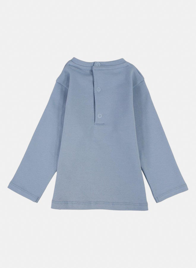 بمبيلو تيشيرت قطني للاولاد الصغار الصغار – أزرق فاتح مع طباعة كلب يقود سيارة - Image 2