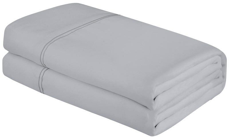 Royale Linens King Flat Sheet  Ultra Soft Brushed 1800 Microfiber Flat Sheets Only  Wrinkle Free  Stain Resistant  Hotel Quality Top Sheet for Bed King Silver