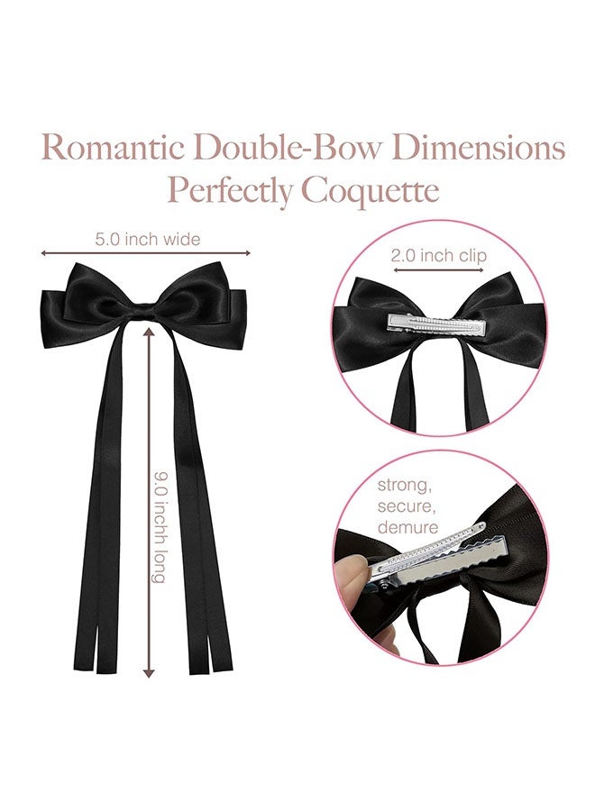 4 قطع حريري الساتان الشعر القوس كليب ، الشعر الشريط القوس مع ذيل شرابة طويل ، حامل ذيل الحصان الشعر المشاذيب مخلب الملحقات - Image 5