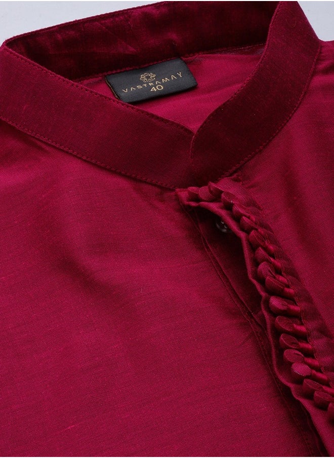 PRASHA - Men's Pink Poly viscose Jacket, Kurta and Pyjama Set - Image 1