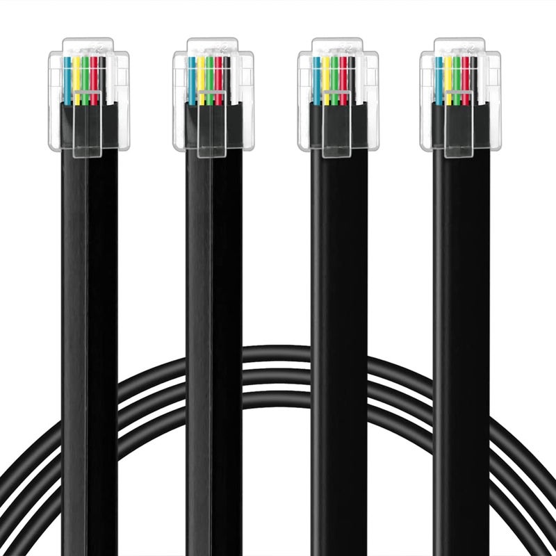 NECABLES 2Pack RJ12 Cable 15ft Phone Cord RJ12 6P6C Male to Male Straight Wired for Both Data and Voice Use Black - 15 Feet - Image 1
