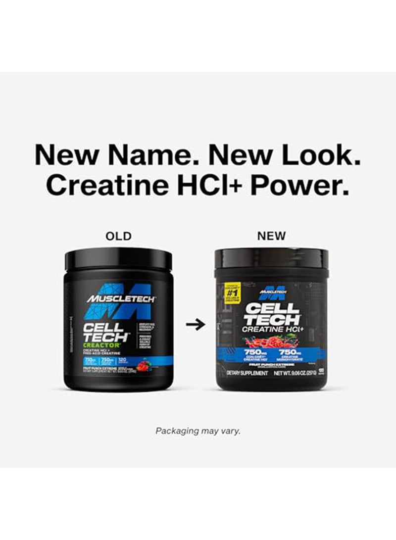 MuscleTech Cell Tech Creactor Creatine HCl + Free-Acid Creatine - 750mg Creatine HCl - 750mg Free-Acid Creatine - 120 Servings - Fruit Punch Extreme Flavor - Dietary Supplement - Net Wt 9.65 oz (274g) - Image 2