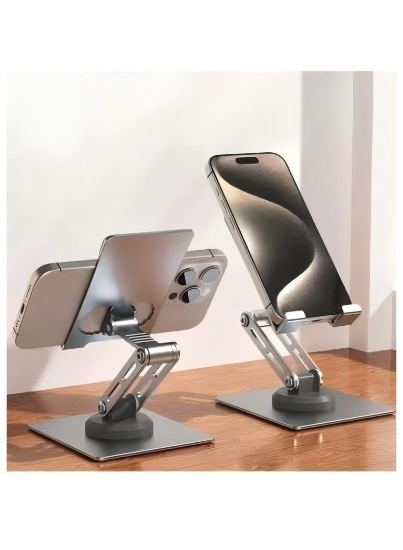 phone holder, foldable phone holder, compatible with all desktop iPhone holders, iPhone 15 Pro/15 Pro Max, Samsung Galaxy, iPad Silver - Image 1