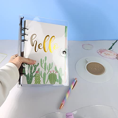 Mogoostry A5 Binder Cover Clear Soft PVC Binders Black Round 6 Ring Snap Button Loose Leaf Folder Refillable Notebook Binder Shell Protector - Image 3