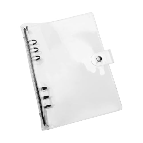 Mogoostry A5 Binder Cover Clear Soft PVC Binders Black Round 6 Ring Snap Button Loose Leaf Folder Refillable Notebook Binder Shell Protector - Image 1