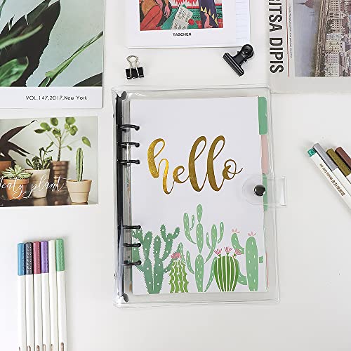 Mogoostry A5 Binder Cover Clear Soft PVC Binders Black Round 6 Ring Snap Button Loose Leaf Folder Refillable Notebook Binder Shell Protector - Image 4