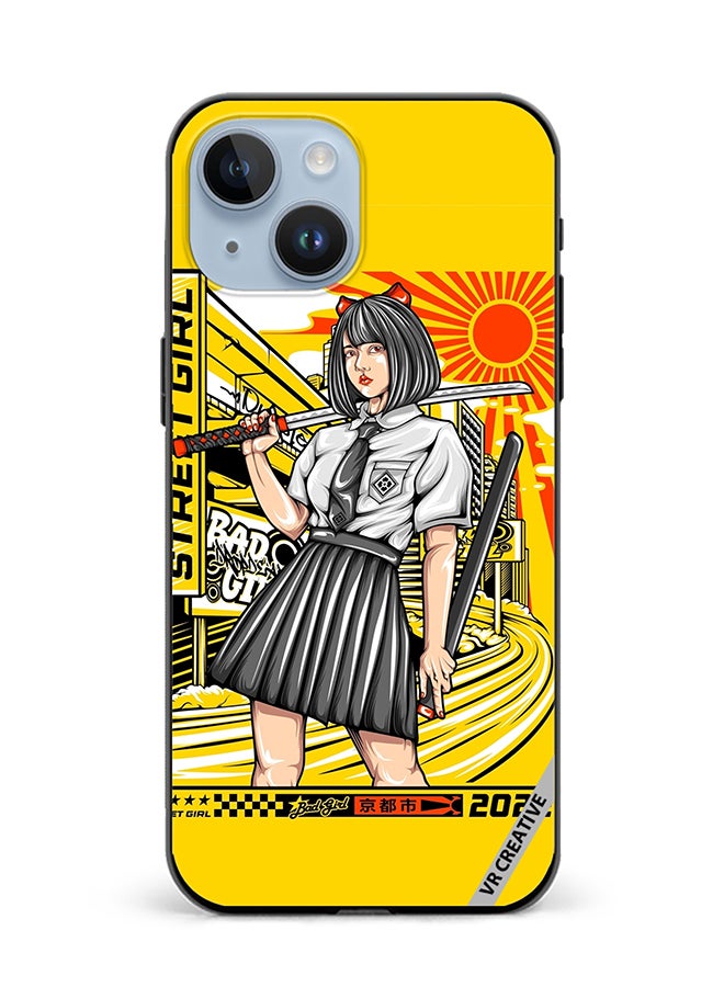 VR CREATIVE Protective Case Cover For Apple iPhone 15 Samurai School Girl Design Multicolour - Image 1