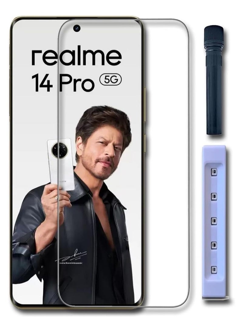UV Screen Protector, 3D Curved Edge Tempered Glass, 6-in-1 Installation Kit (Realme 14 Pro) - Image 1