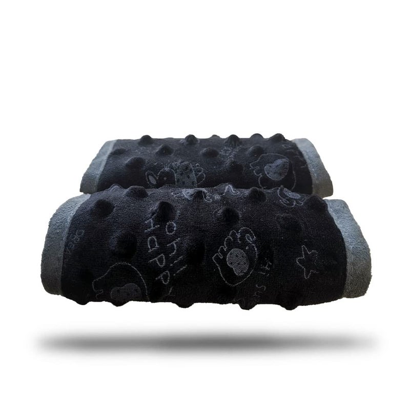 DODO NICI car seat Strap Cover for Baby seat Belt Cover Cushion Belt Pads fit Baby CarrierPushchairStroller Cozy Peace Dotted Minky Black