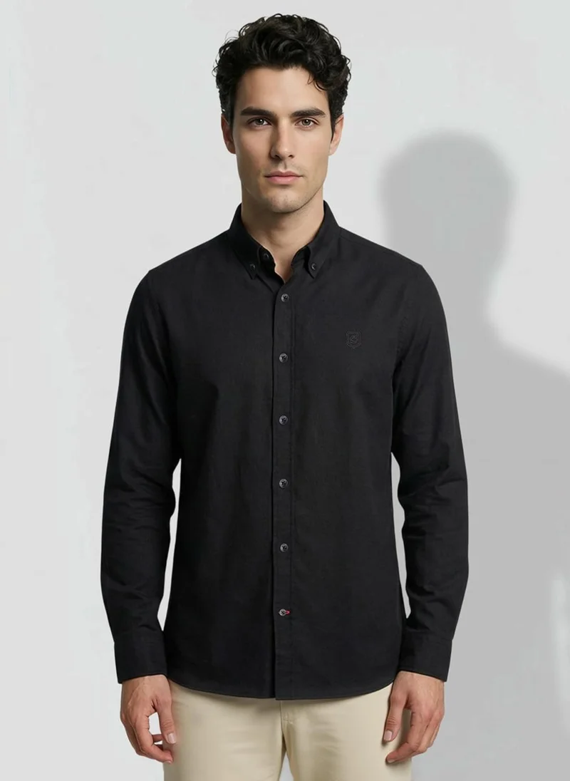 Being Human Black Regular Fit Men's Long Sleeves Shirts