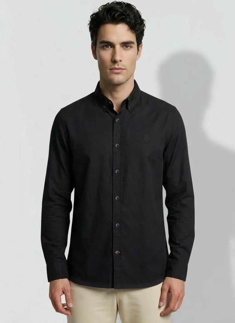 Being Human Black Regular Fit Men's Long Sleeves Shirts