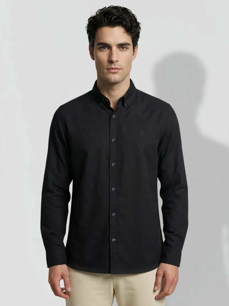 Being Human Black Regular Fit Men's Long Sleeves Shirts