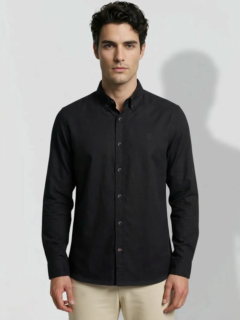 Being Human Black Regular Fit Men's Long Sleeves Shirts