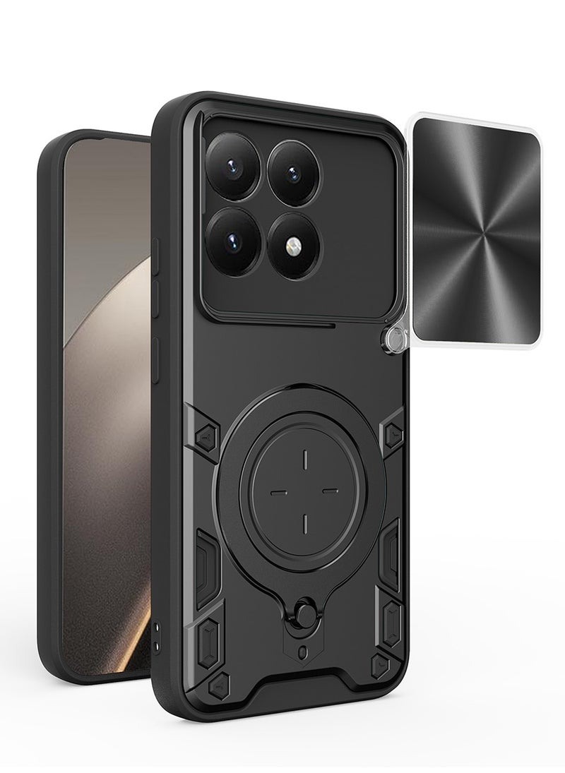 غطاء هاتف لـ Xiaomi 17 مع غطاء للكاميرا وحامل حلقي، وحامل سيارة مغناطيسي متوافق، وغطاء واقي صلب من الخلف وحواف ناعمة مقاوم للصدمات - Image 1