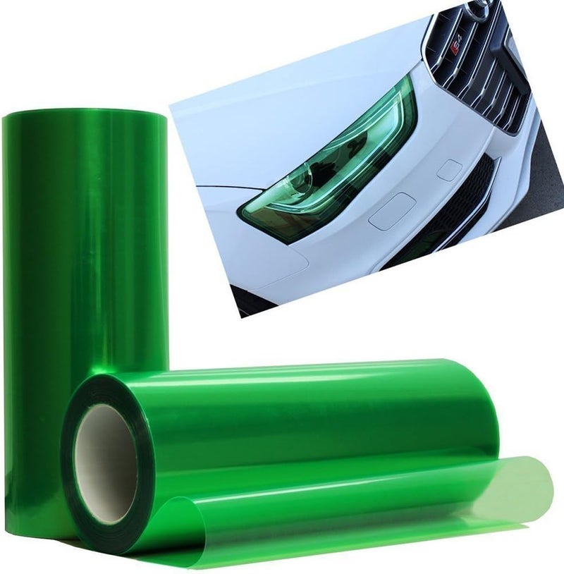F & B LED LIGHTS 12 by 48 Inches Self Adhesive Headlight, Tail Lights, Fog Lights Tint Vinyl Film (12 X 48, Green) - Image 1