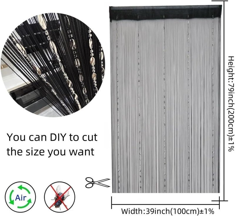 ave split 100cmX200cm Decorative Door String Curtain Beads Wall Panel Fringe Window Room Divider Blind for Wedding Coffee House Restaurant Parts Door Divider Beads Tassel Screen Decoration (black25) - Image 2