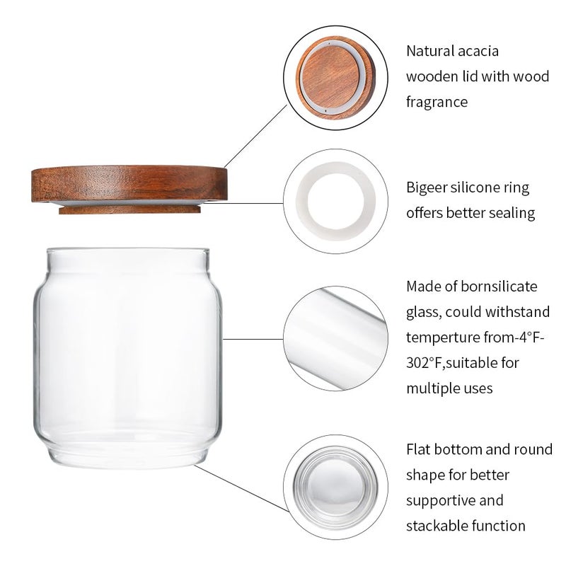 Homtop Glass Jars with Wood Lids 6 Pack with 112 Labels  15 OZ Storage Food Canister for Coffee| Sugar| Snacks| Nuts - Image 2