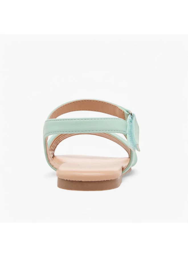 Flora Bella By Shoexpress Girls Strap Detail Sandals with Hook and Loop Closure