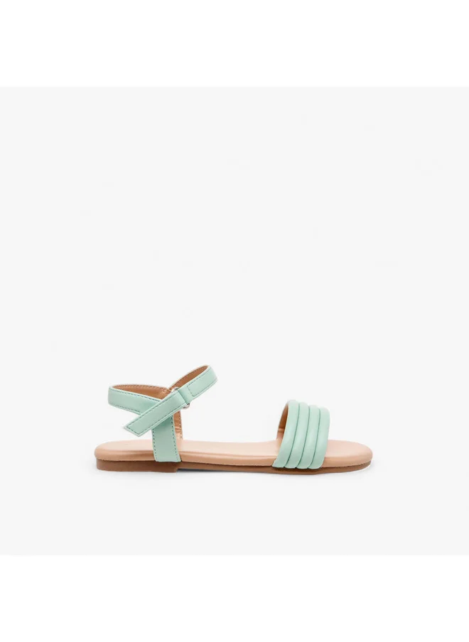 Flora Bella By Shoexpress Girls Strap Detail Sandals with Hook and Loop Closure