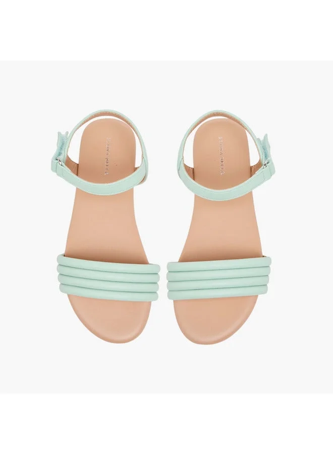 Flora Bella By Shoexpress Girls Strap Detail Sandals with Hook and Loop Closure