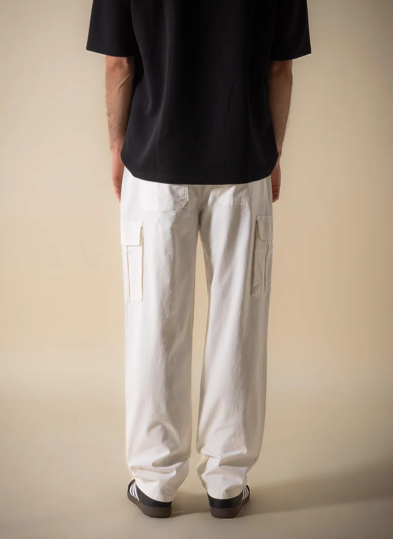 Shapes White COTTON SOFT CARGO POCKET TROUSERS for Men | Best Price UAE