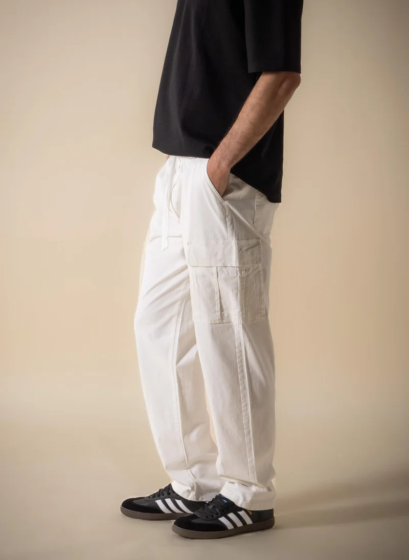 Shapes White COTTON SOFT CARGO POCKET TROUSERS for Men | Best Price UAE