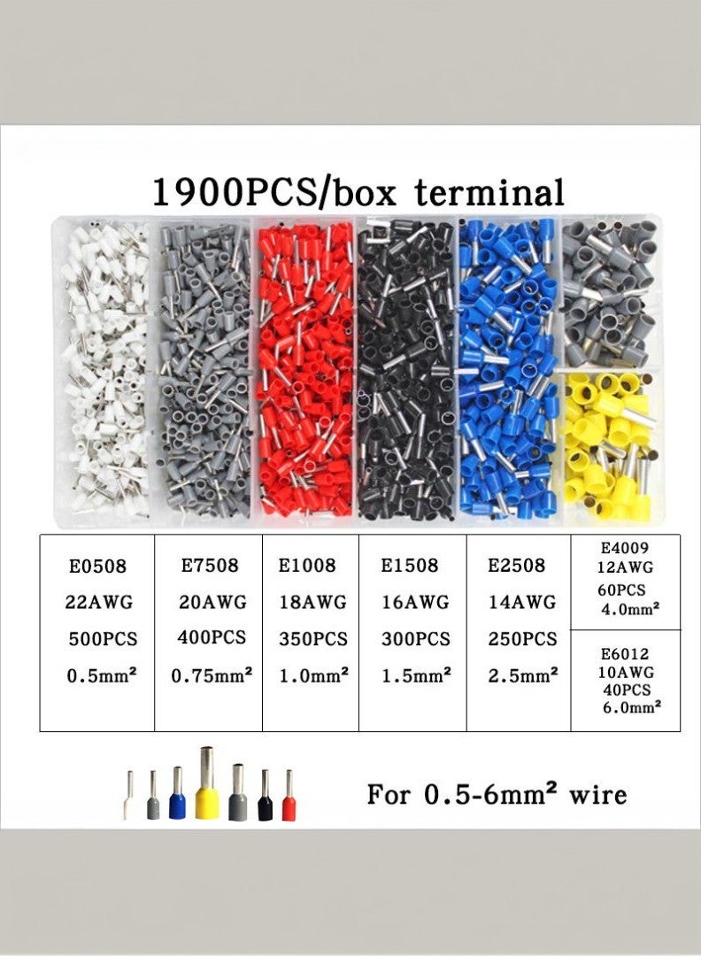 كاشيمانو مجموعة متنوعة من 1900 قطعة من طرفي الطويق المعبأة بمقاسات 0.5 مم² لغاية 6 مم² AWG10-22. - Image 2