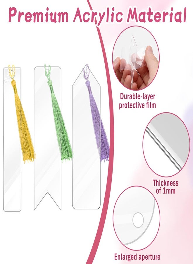 Pletpet DIY Bookmark Set - 50+75PCS Acrylic Bookmarks, 5 Shapes, Transparent, With 30P Tassels, 4 Rolls Ribbon, 40P Flower Stickers, Storage Box - Image 5
