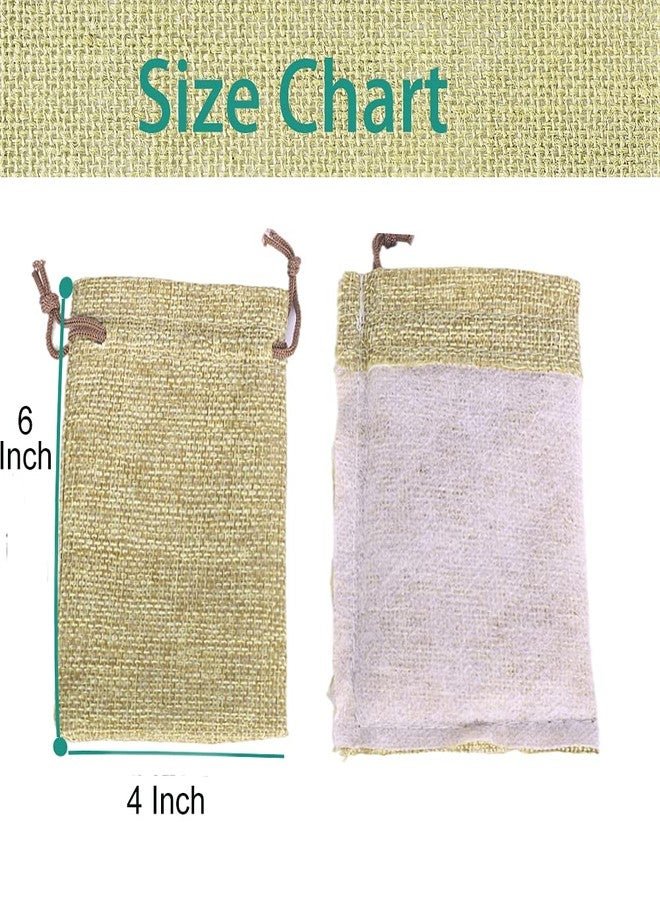 LYSXP 50PCS Burlap Bags with Drawstring，4x6 Inch Cream color Drawstring Gift Bag Jewelry Pouches for Wedding Party Favors, DIY Craft - Image 2