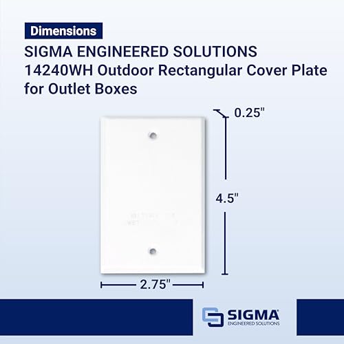 SIGMA ENGINEERED SOLUTIONS 14240WH Weatherproof Outdoor Rectangular Cover Plate for Outlet Boxes, White, Metal, 1-Gang - Image 2