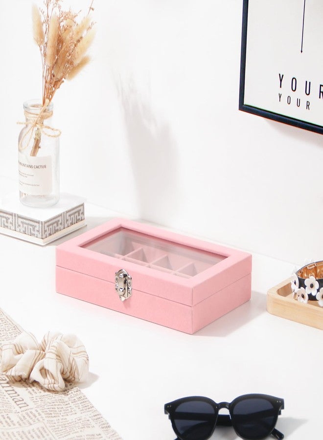 Pengup Travel Jewelry Box,Small Jewelry Case,Rings Earrings Cufflinks Organizer for Girls (Pink, 15 Grids) - Image 5