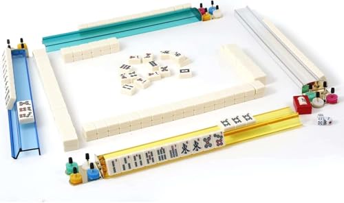 IFNOW American Mahjong Game Set Portable Bag 166 Premium Tiles with 4 AllinOne Rack100 Chips Wind Indicator English Manual Easy Carry Full Size Complete Mahjong Set Polka Dot Bag Mahjong Set - Image 5