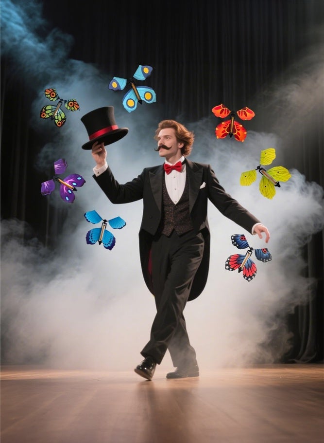 شبيلي 12 قطعة لعبة الفراشة الطائرة بسلك مطاطي ملونة، لعبة خدعة سحرية تطير عند الفتح مناسبة للأطفال والحفلات وأعياد الميلاد والزفاف وصناديق الهدايا وبطاقات المعايدة (لون عشوائي) - Image 3