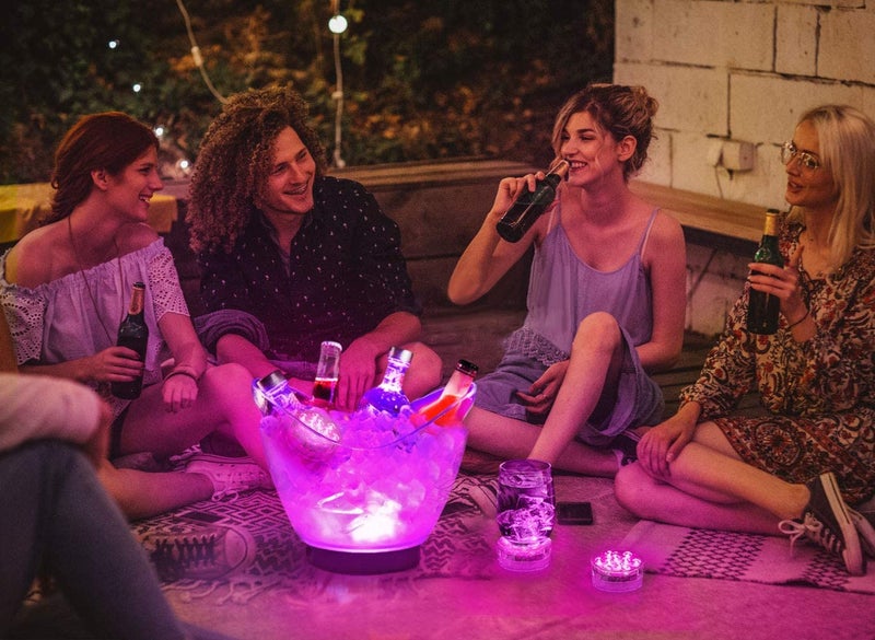 OYRIS أضواء سبوت LED مضادة للماء تعمل بالبطارية مع تحكم عن بعد لحمام السباحة، حوض السمك، الحوض، مزهرية الأكواريوم، الحمام تحت الماء، حوض السمك، ديكور الزفاف وديwali (16 لون، عبوة-2) - Image 3