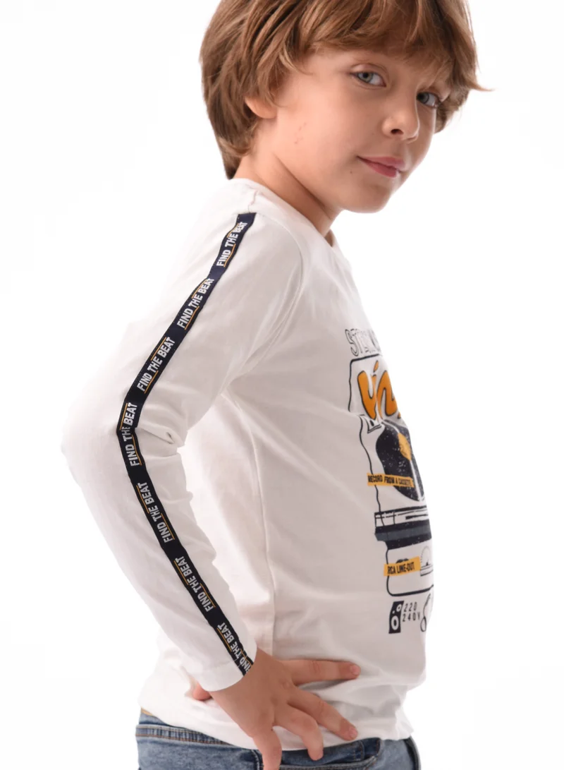 URBASY URBASY Kids 100% Cotton Full Sleeves T-shirt-Off-white