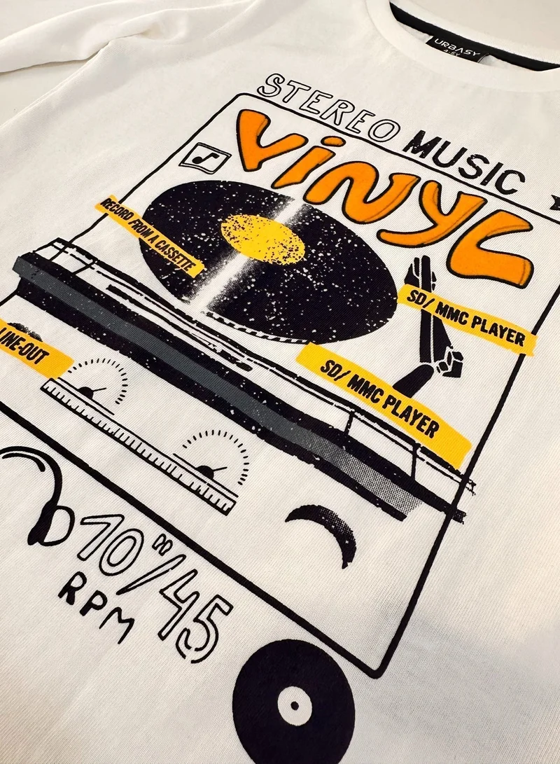 URBASY URBASY Kids 100% Cotton Full Sleeves T-shirt-Off-white