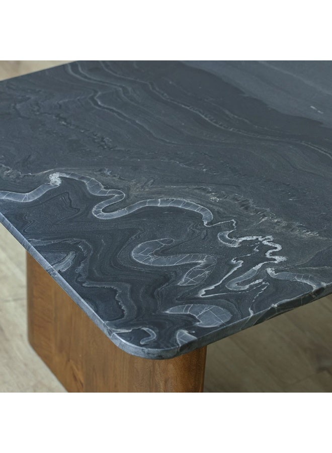 DANUBE HOME York Marble Top Coffee Table - Elegant Black/Walnut Finish, Solid Wood & Marble Design for Living Room, Stylish Furniture, Size: L130xW70xH45cm - Image 3