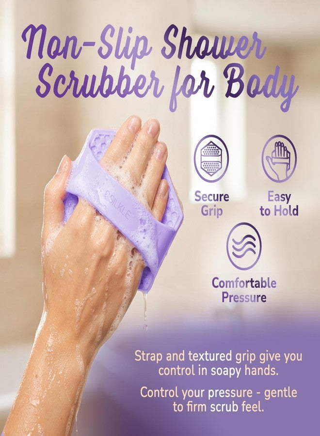 SILKLE Silicone Body Scrubber - Exfoliating Bath Brush and Skin Cleanser - Shower Sponge for Gentle Body Scrub and Wash - Silicone Scrubbing Care Tool for a Refreshed and Renewed You - Purple - Image 4