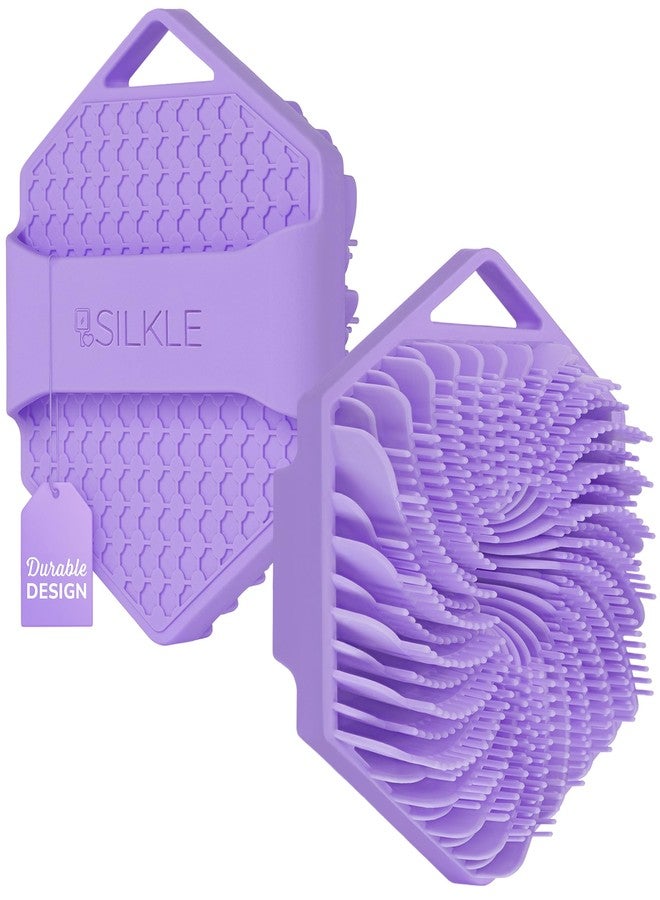 SILKLE Silicone Body Scrubber - Exfoliating Bath Brush and Skin Cleanser - Shower Sponge for Gentle Body Scrub and Wash - Silicone Scrubbing Care Tool for a Refreshed and Renewed You - Purple - Image 1