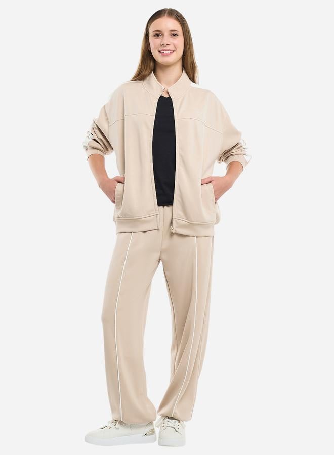victor and jane Beige Contrast Stripe Track Jacket and Joggers Co-Ords - Image 5