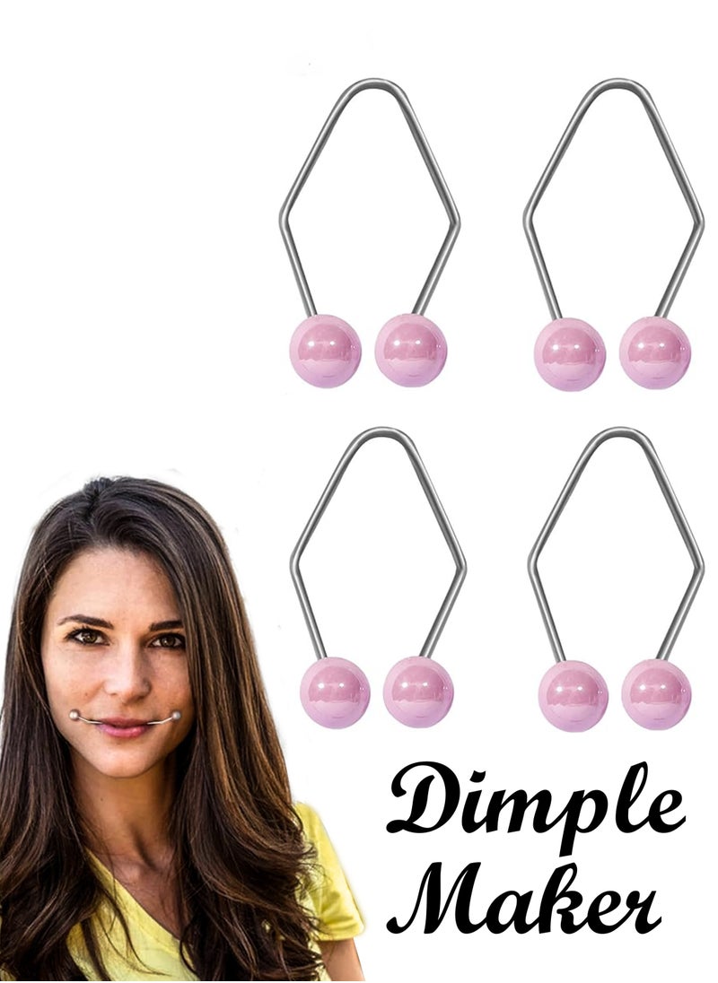 Estelle 2 Pair Dimple Maker for Cheeks Facial Dimple Trainer to Create Charming Smile Premium Stainless Steel Tool for Natural Dimples Easy Facial Expression Training Pink  - Image 1